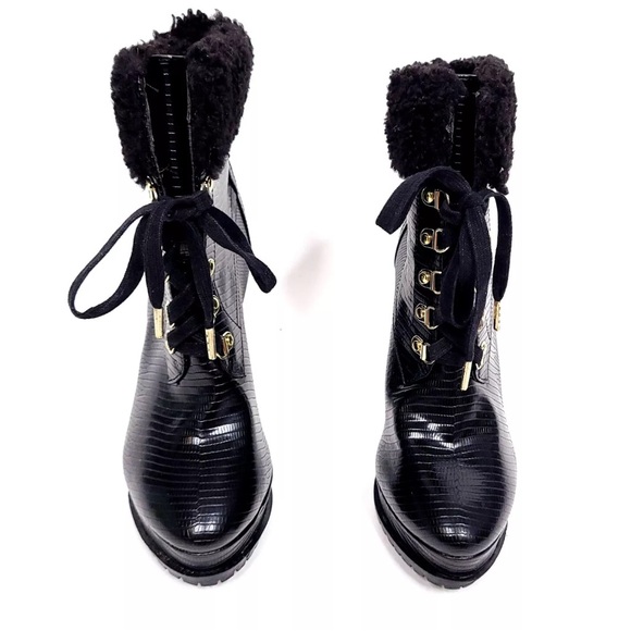 SHOEDAZZLE ANNELI PLATFORM BLOCK HEELS BOOTI LACE UP IN SIZE 10 - Picture 3 of 10